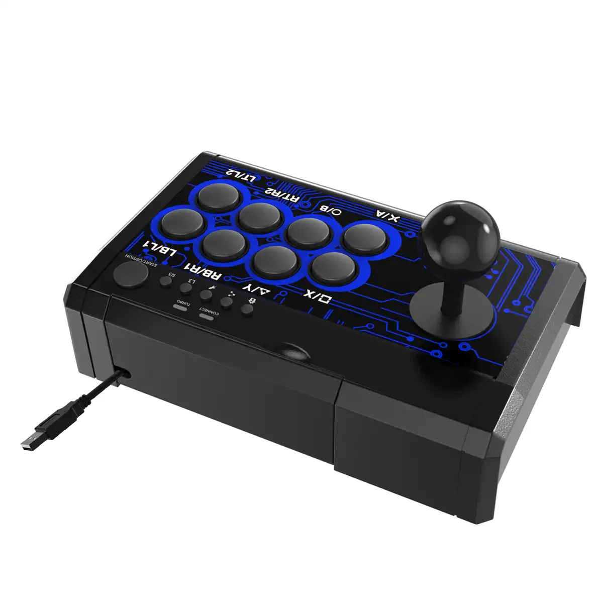 USB wired fighting arcade joystick with hand lever rocker