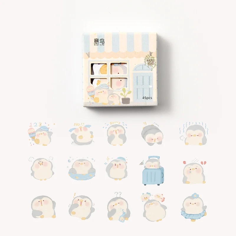 Penguin Little naive printed paper stickers