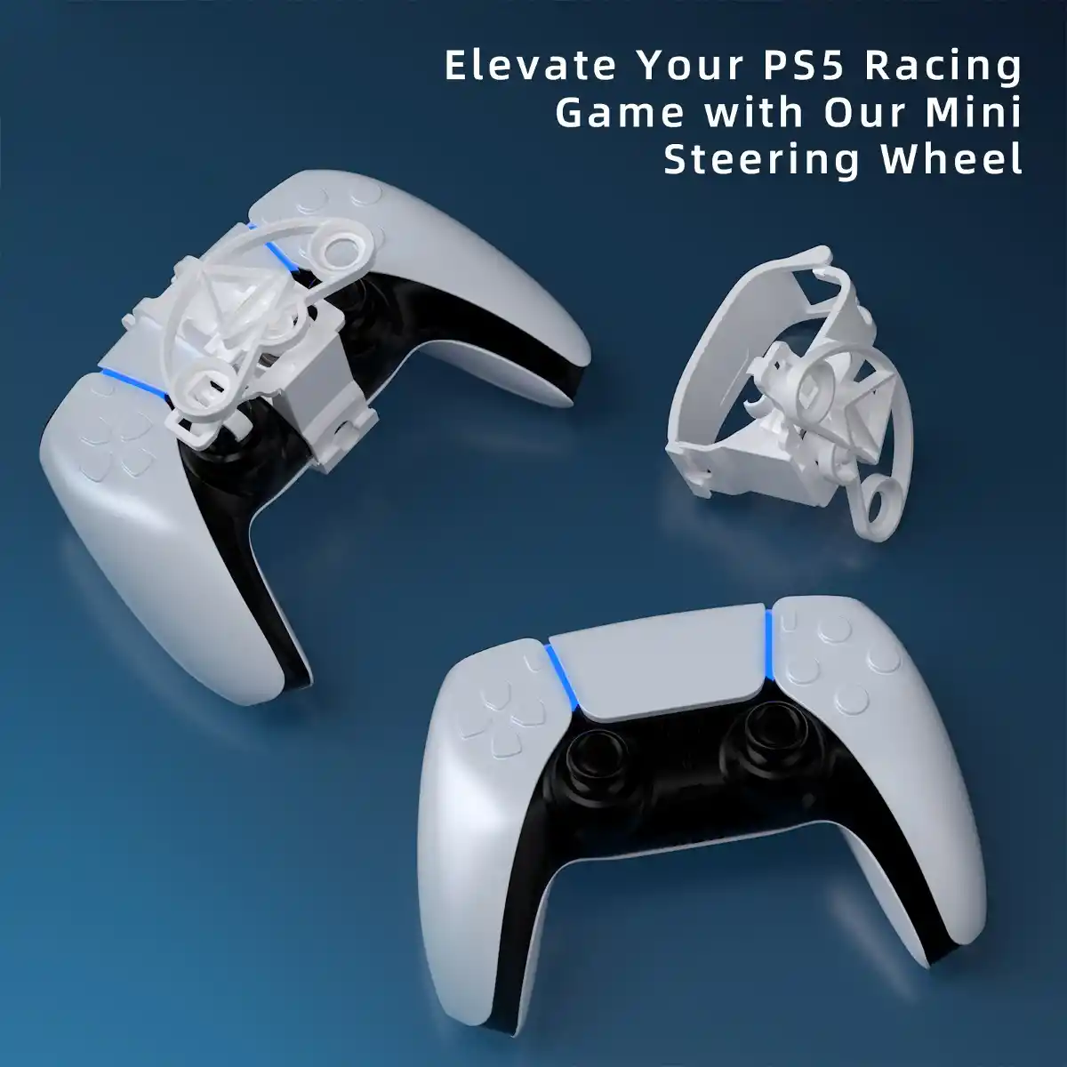 PS5 racing steering wheel handle in black and white