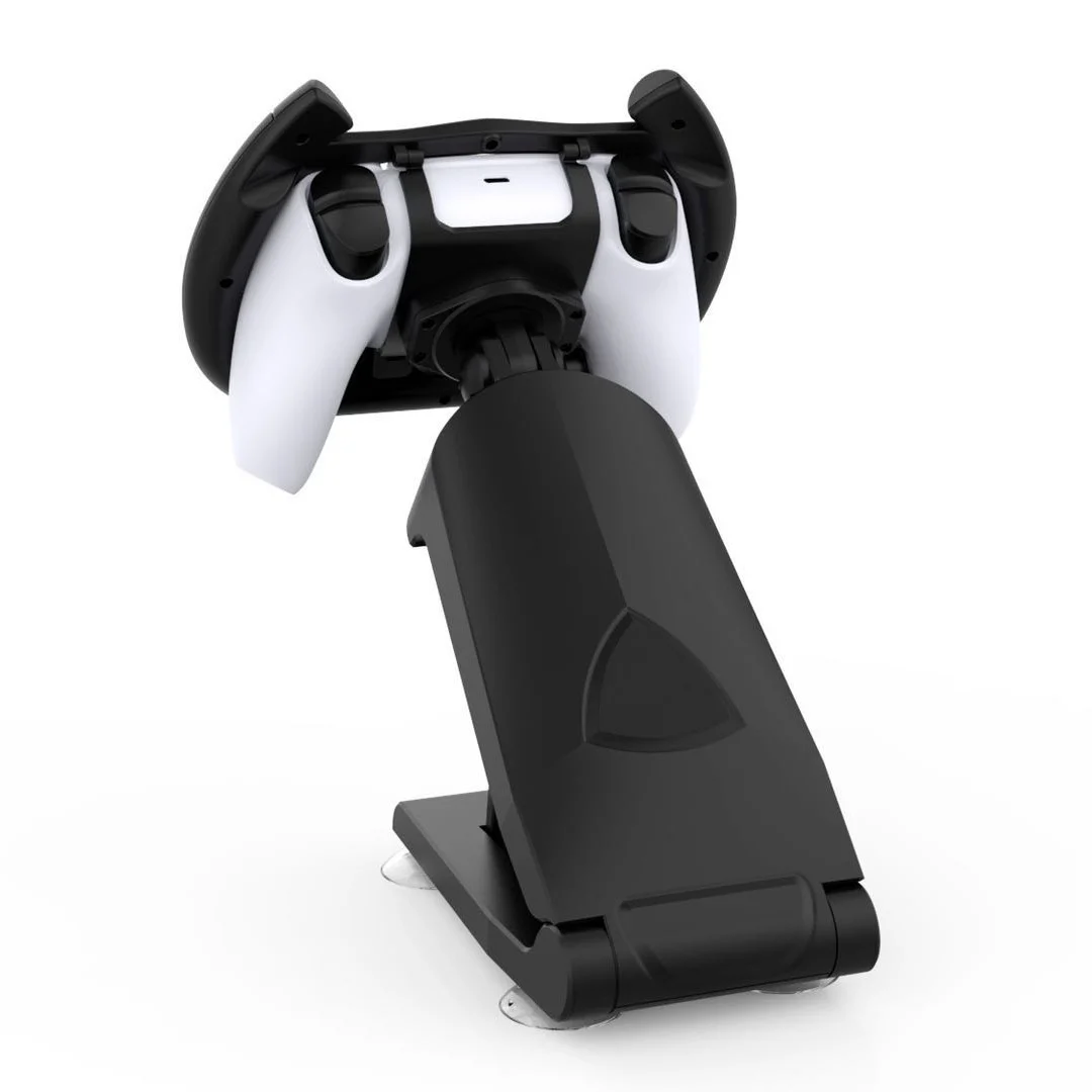 Black ABS racing wheel bracket for a PS5 game controller