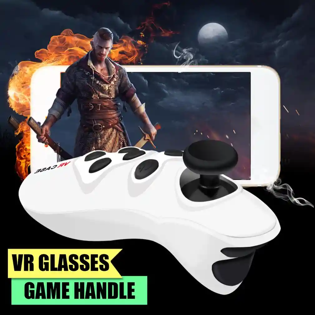 White head-mounted VR glasses with handle