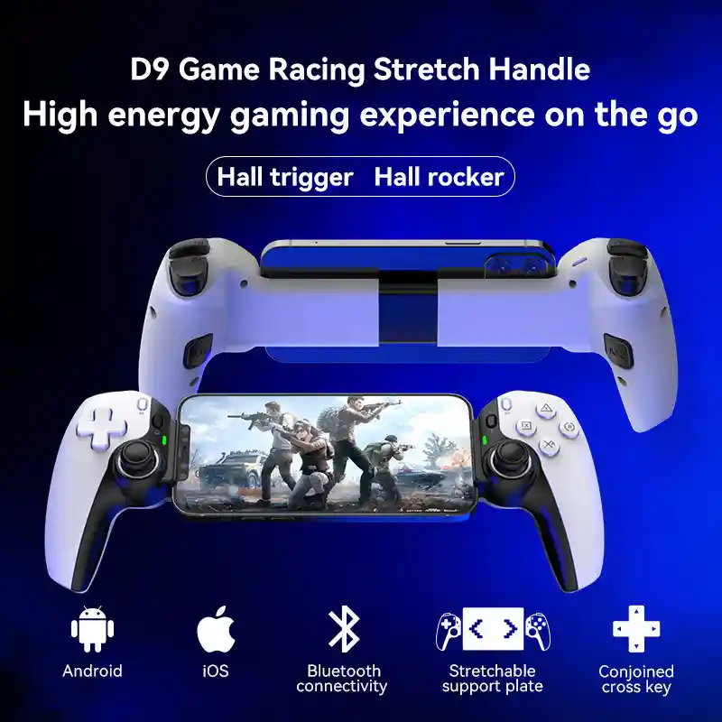 Telescopic Bluetooth wireless game controller with six-axis vibration