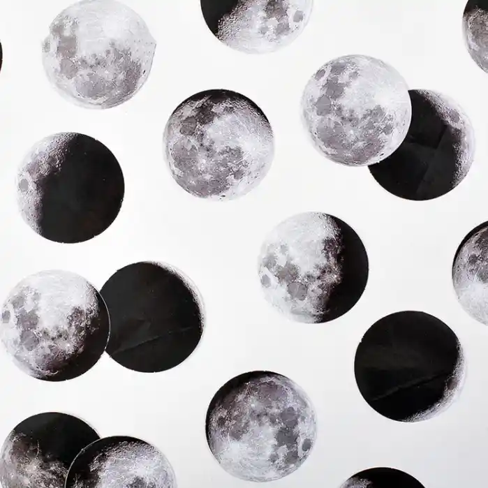 Black moon phase and planet journal sticker set