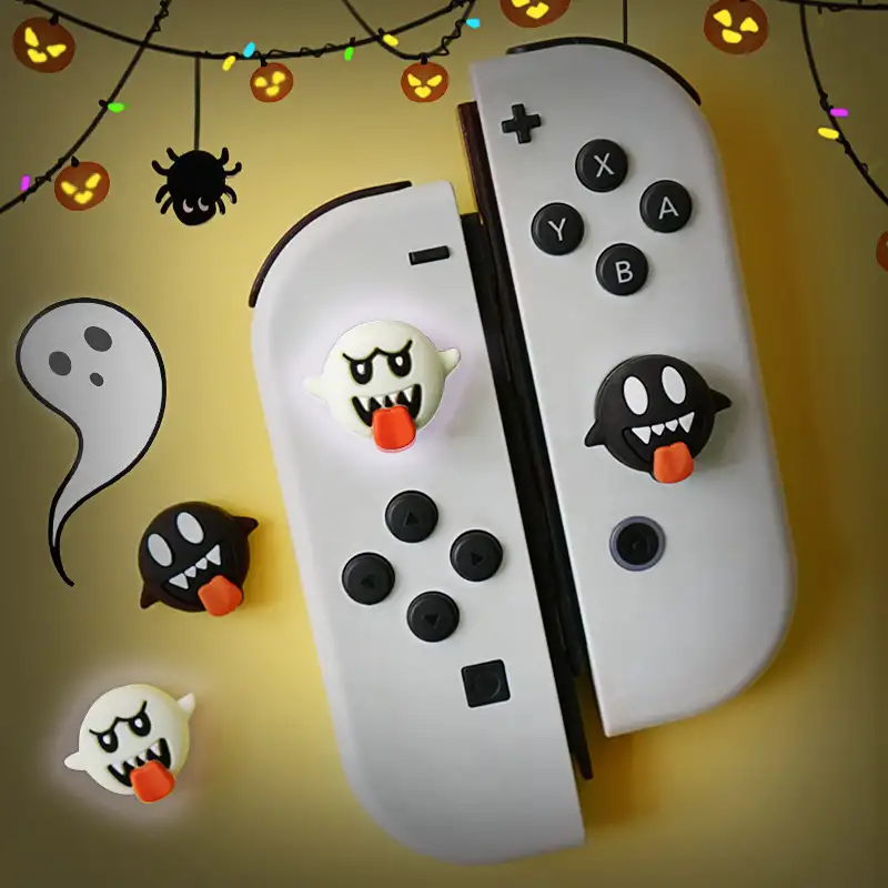 Four Troublemaker silicone thumb grip caps for Switch