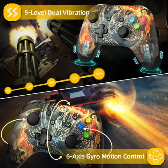 Bluetooth wireless gamepad with Dragon Pattern design