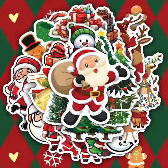 50-piece Santa Claus cartoon PVC sticker pack