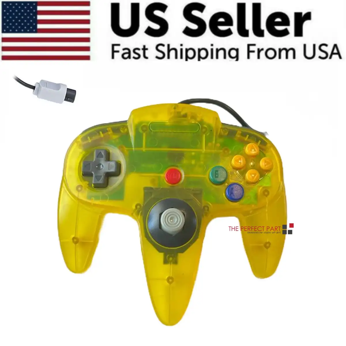 Wired Nintendo 64 replacement controller with analog joystick