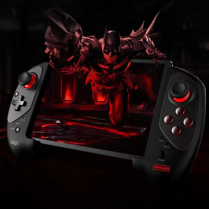Black wireless Bluetooth mobile gaming controller with USB interface