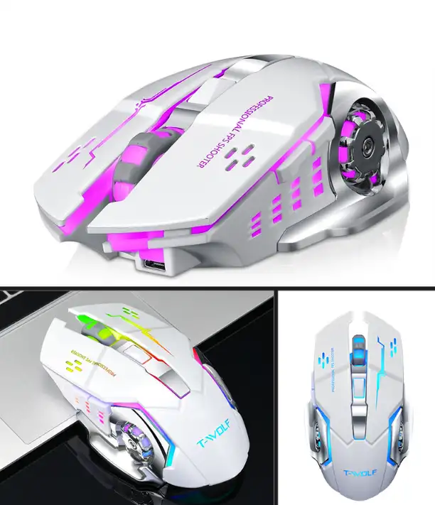Mute charging wireless mouse in black and white variants