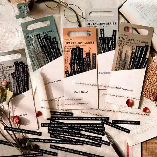 Literary excerpt decoration sticker sheets for journals