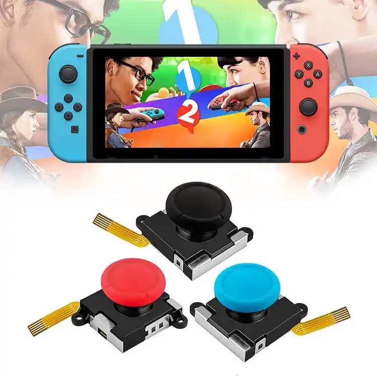 Game console joystick drift repair accessory in black, red, or blue