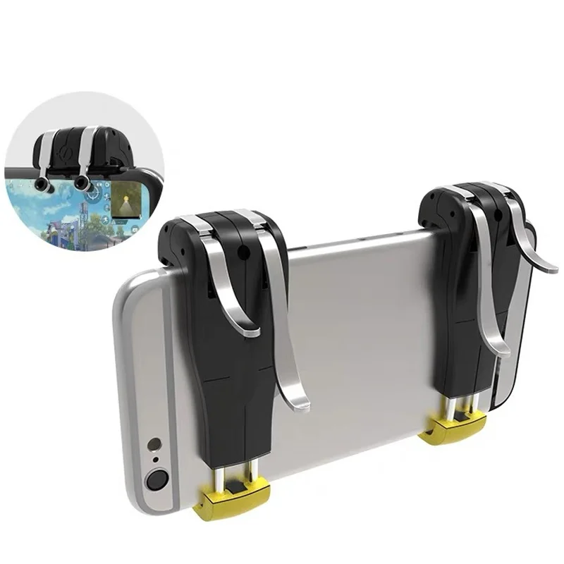 Six-finger mobile gaming trigger grip for iOS and Android phones