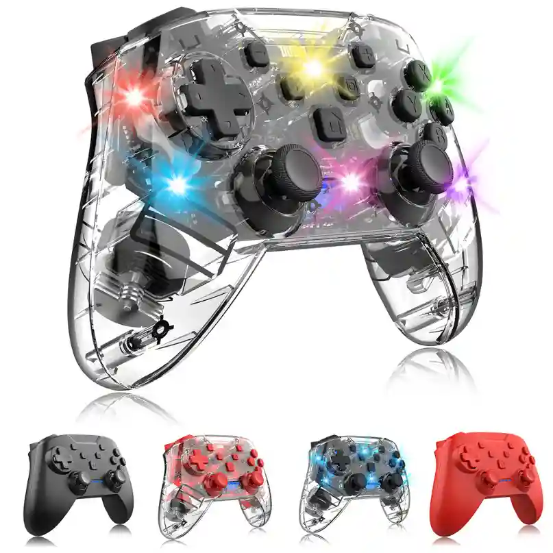 Transparent Edition wireless Bluetooth gamepad with six-axis control and dual vibration
