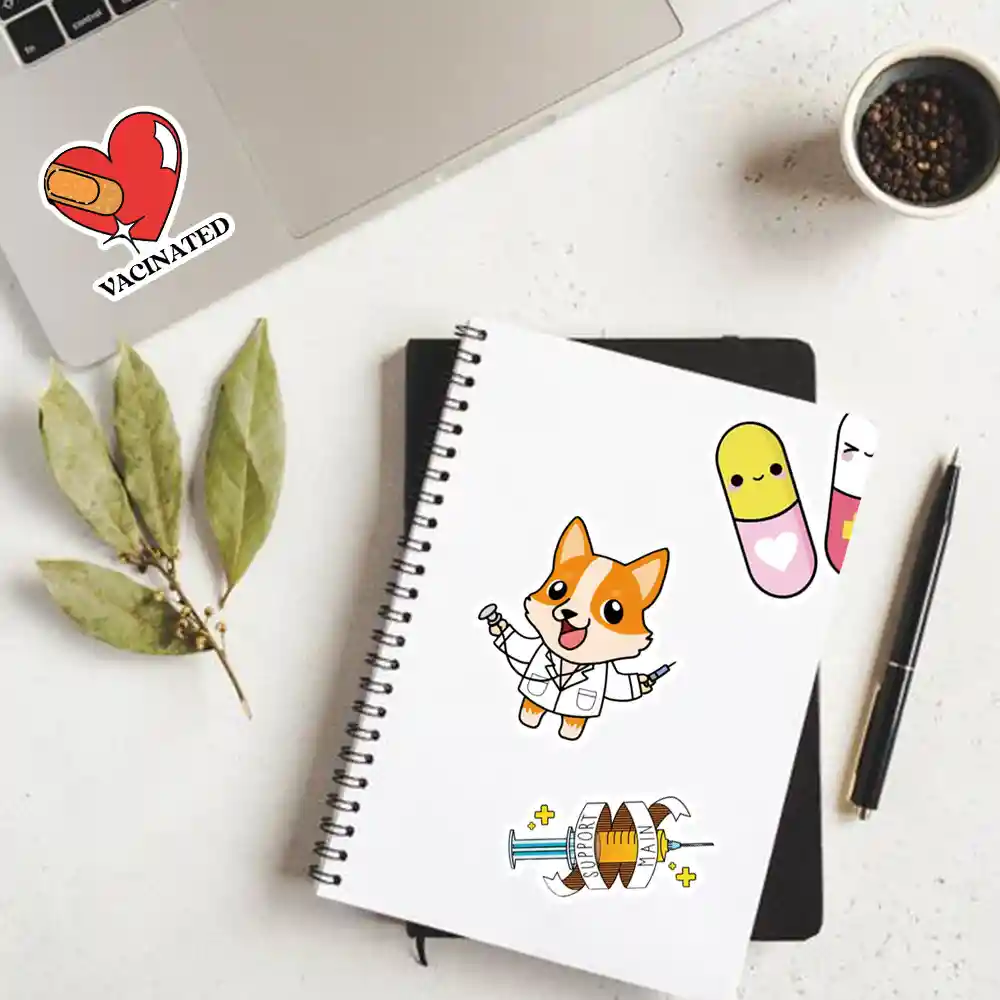 50 glossy PVC stickers for notebooks and water cups