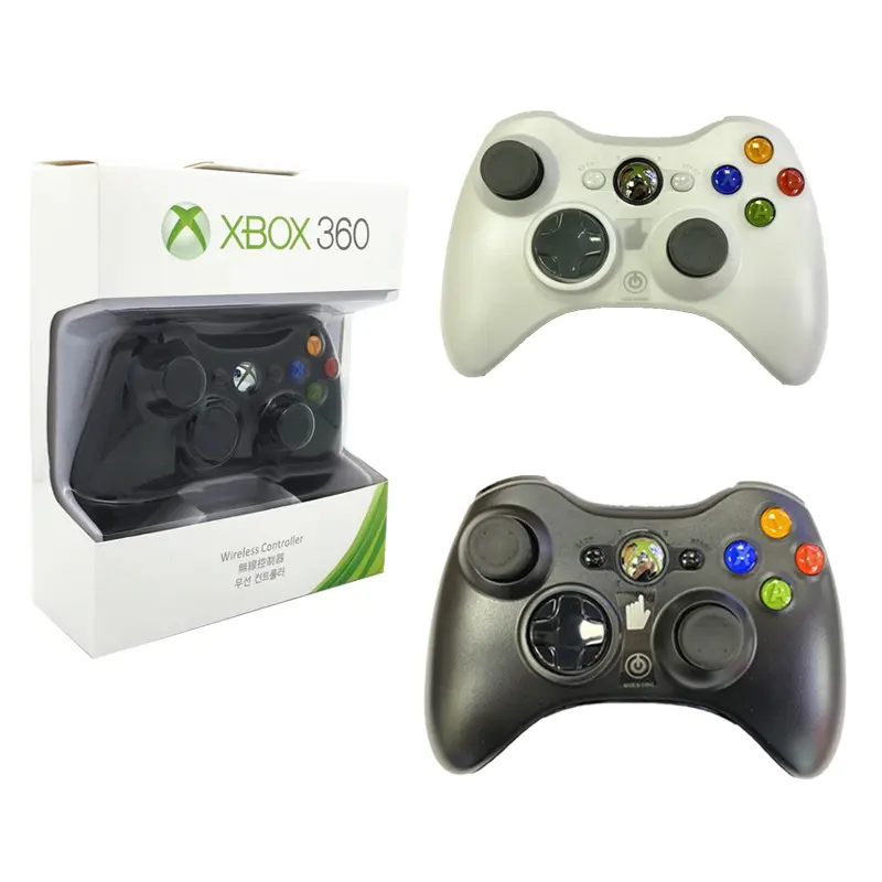 Xbox 360 wireless game controller in black or white