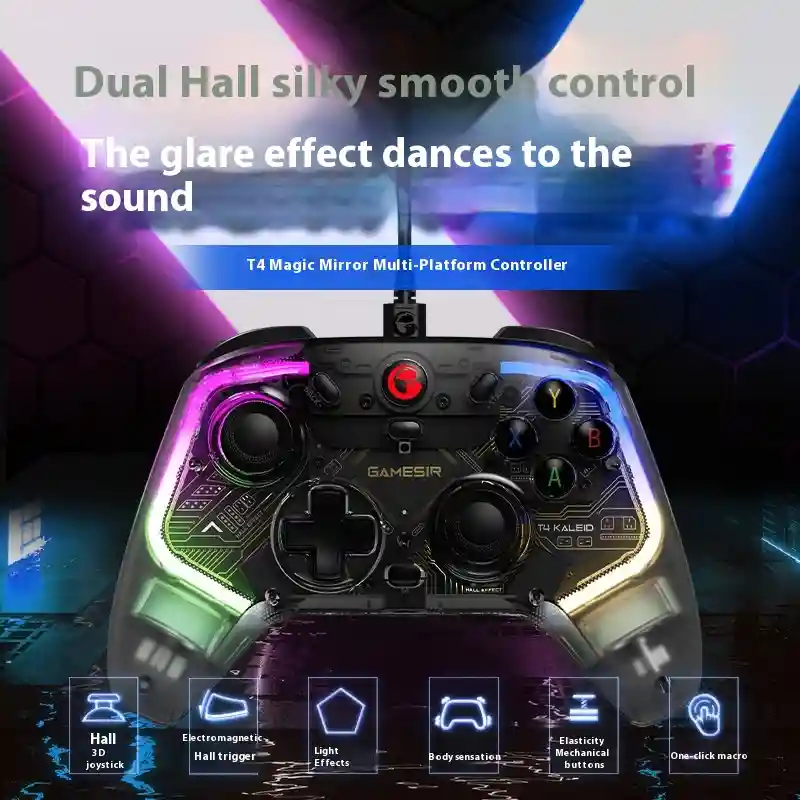 Black wired USB game controller with vibration mode
