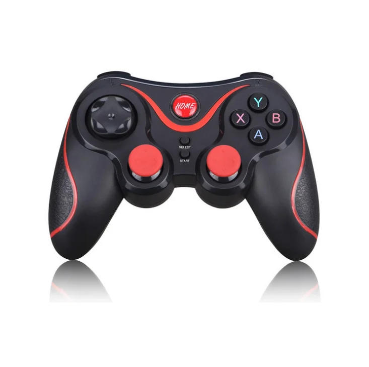 Black wireless Bluetooth gamepad with charging cable