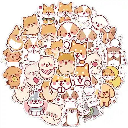 Pack of 50 cute dog graffiti stickers