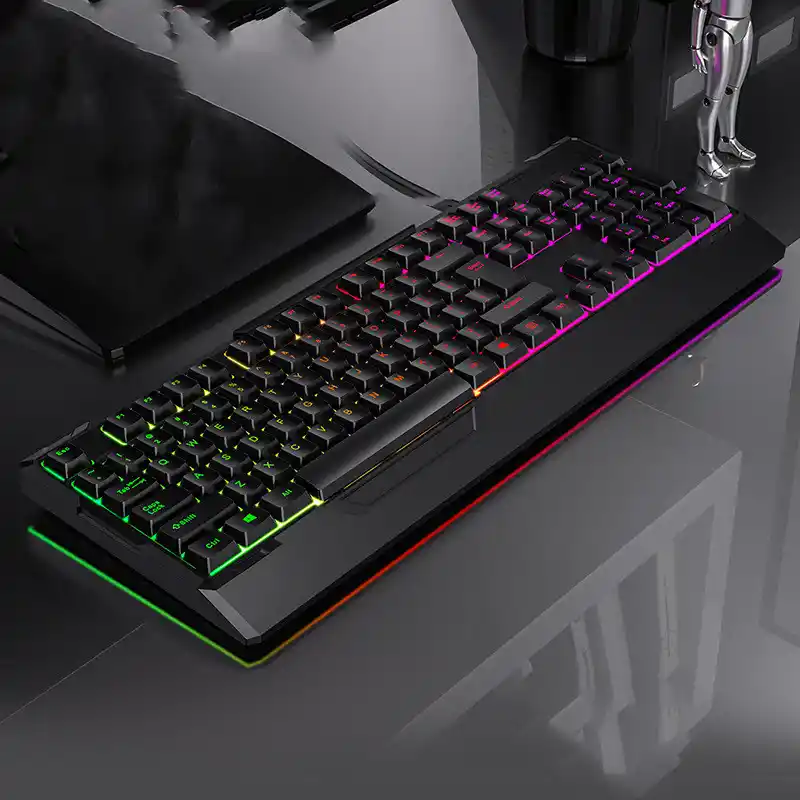 104-key backlit USB keyboard and mouse set in black mixed light