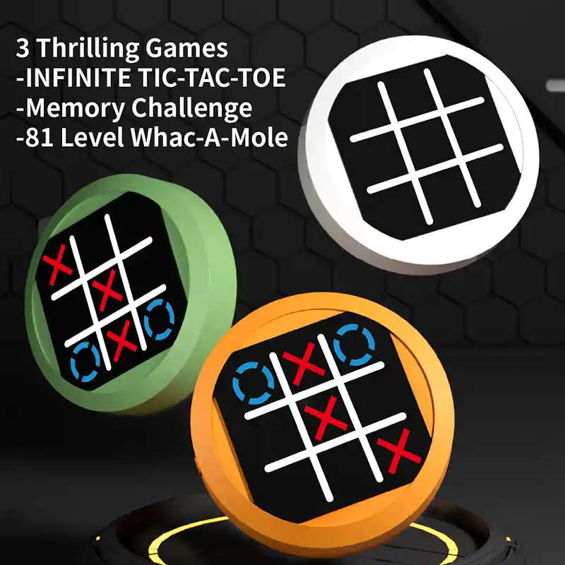 Green 4-in-1 Tic-Tac-Toe memory handheld game console