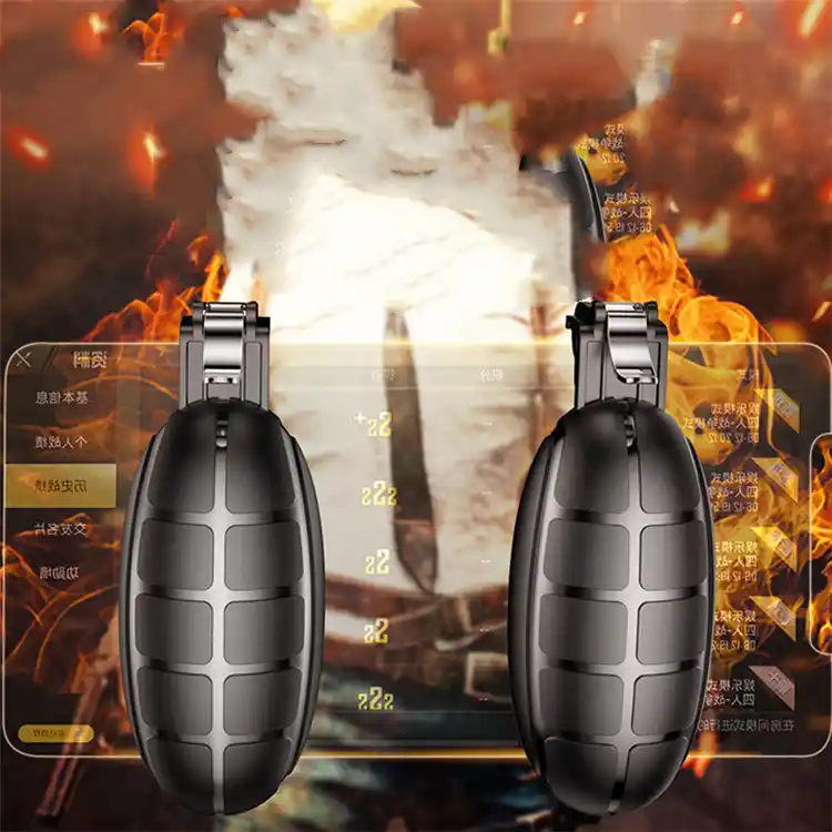 Black grenade-style mobile gaming button handle