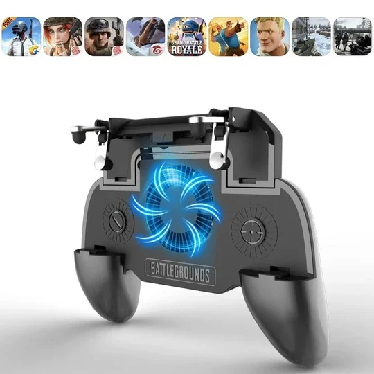 Black 3-in-1 phone gamepad cooler with built-in battery