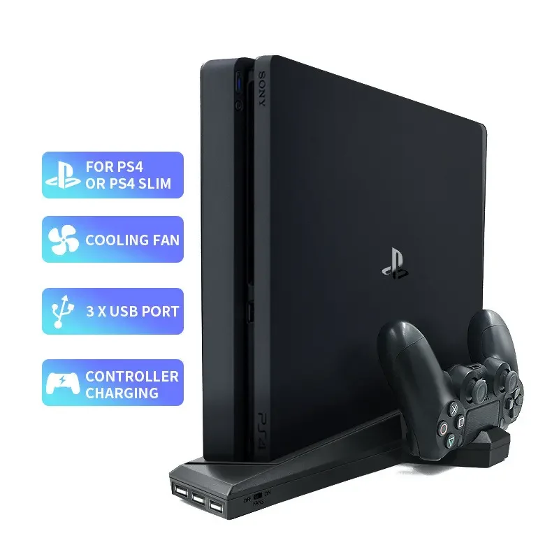 PS4 and PS4 Slim Cooling Stand with Dual Controller Charging