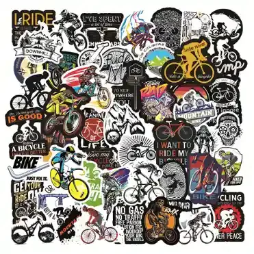 Bicycle Doodle Self-Adhesive Sticker Pack – 50 Pieces