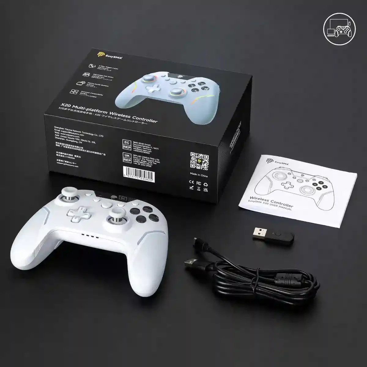 Wireless Steam Gaming Controller – Gray White