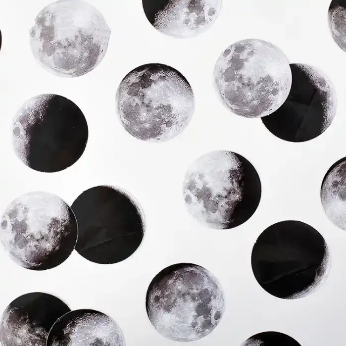 Black Moon Phase and Planet Journal Sticker Set