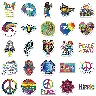 50-Piece Cartoon Hippie Self-Adhesive Sticker Set