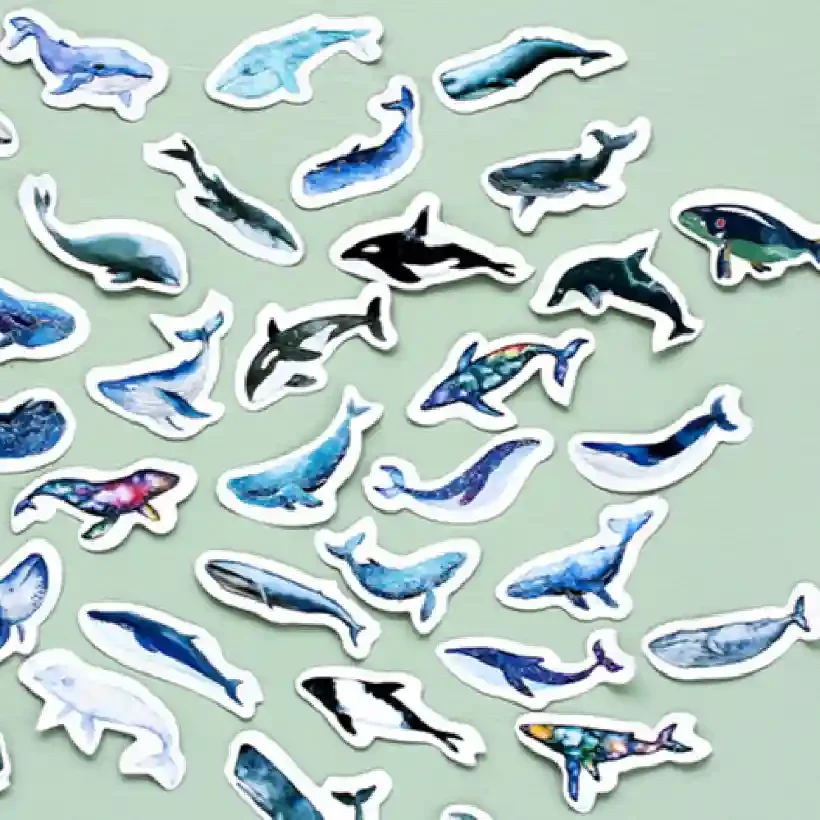 Whale Japanese-Style Decorative Sticker Set