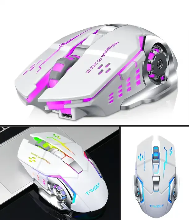 Mute Charging Wireless Mouse with 2400 DPI and 6 Keys