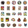 50-Piece Hippies PVC Graffiti Sticker Pack