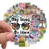 50-Piece Cartoon Hippie Self-Adhesive Sticker Set
