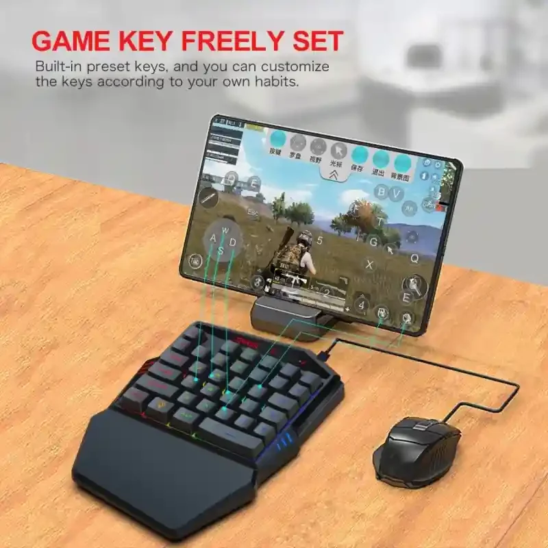 HXSJ K99 Bluetooth Mobile Gaming Keyboard and Wired Mouse Set – Black