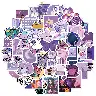 Purple Girl Cartoon Graffiti Sticker Pack – 50 Self-Adhesive Pieces