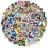 50-Piece Cartoon Hippie Self-Adhesive Sticker Set